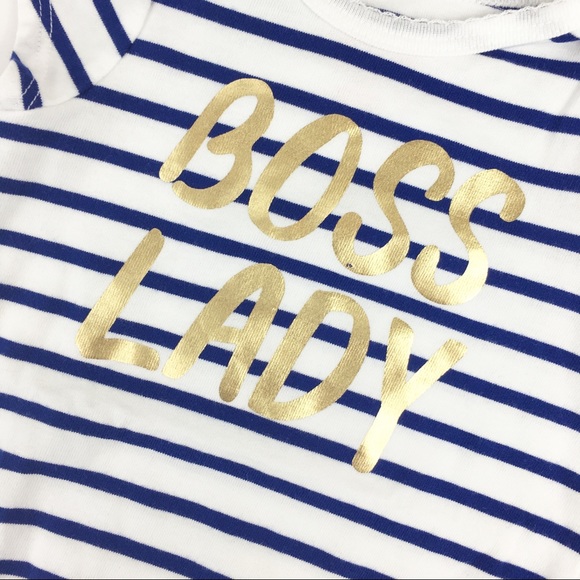Like New! Cat & Jack "BOSS LADY" Striped Onesie - Picture 4 of 6
